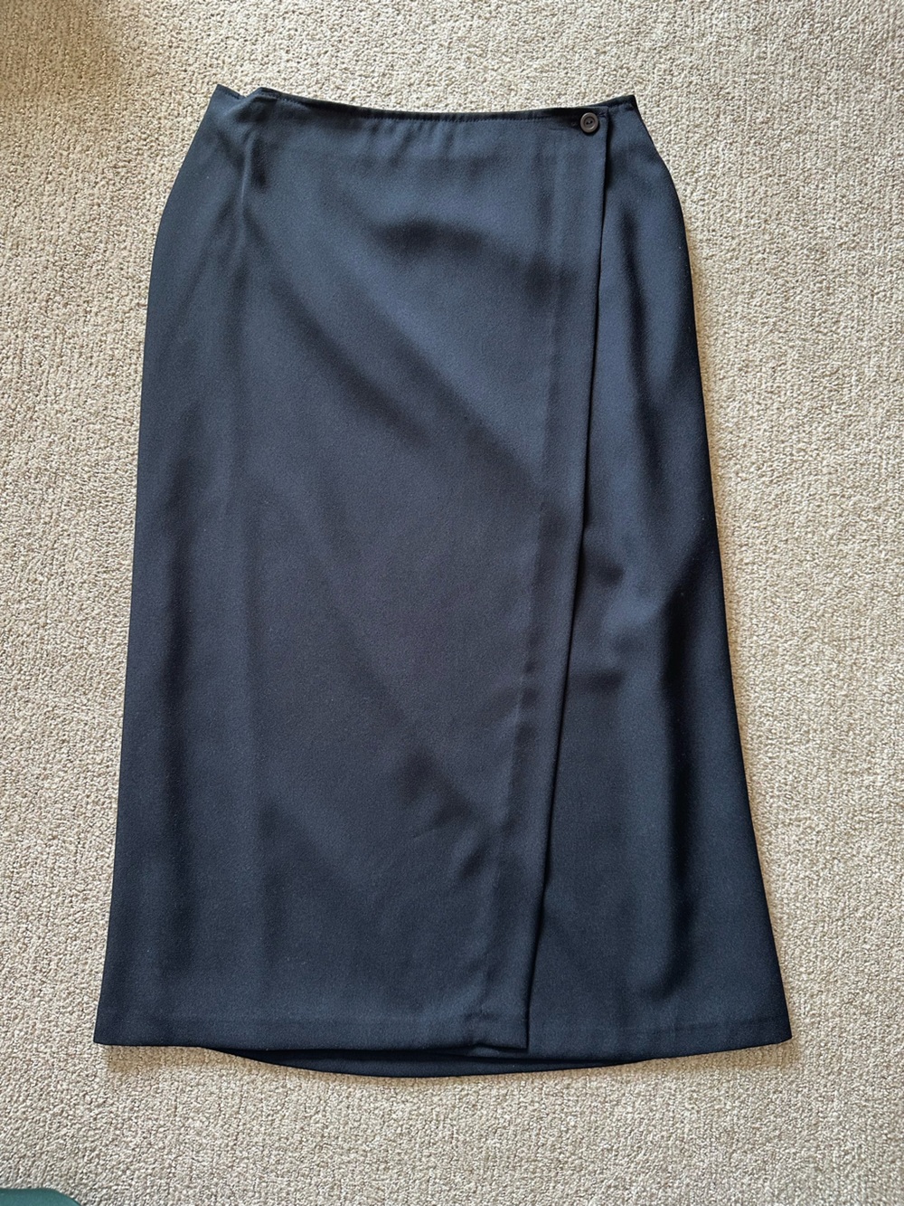 Vintage Jessica Black Midi Wrap Skirt | Minimalist 90’s Dark Academia Coquette